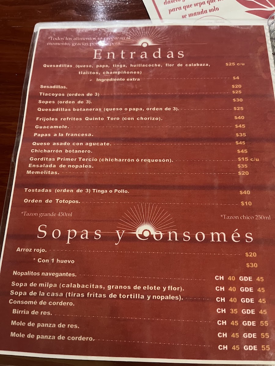 El Quinto Toro Menu - Image 3