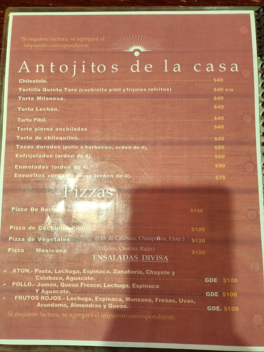 El Quinto Toro Menu - Image 4